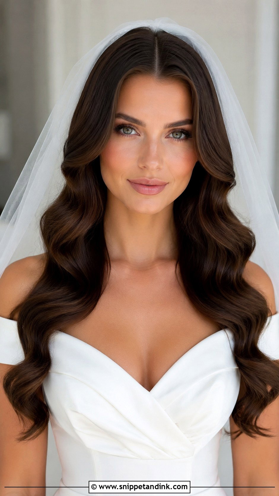 Center Part Hollywood Waves With Veil - Snippet and Ink - 30 Hollywood Waves with Veil
