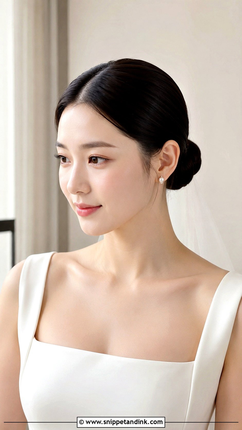 Center Part Low Chignon Wedding Hair - Snippet and Ink - 15 Low Chignon Wedding Ideas