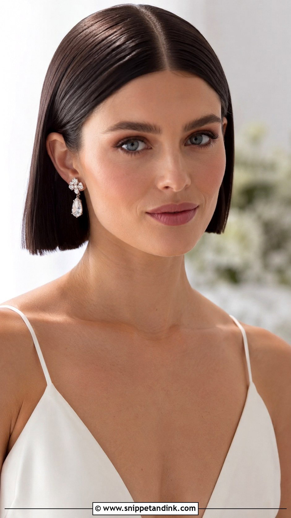 Center Part Sleek Bob - Snippet and Ink - 20 Bob Hairstyles for Wedding