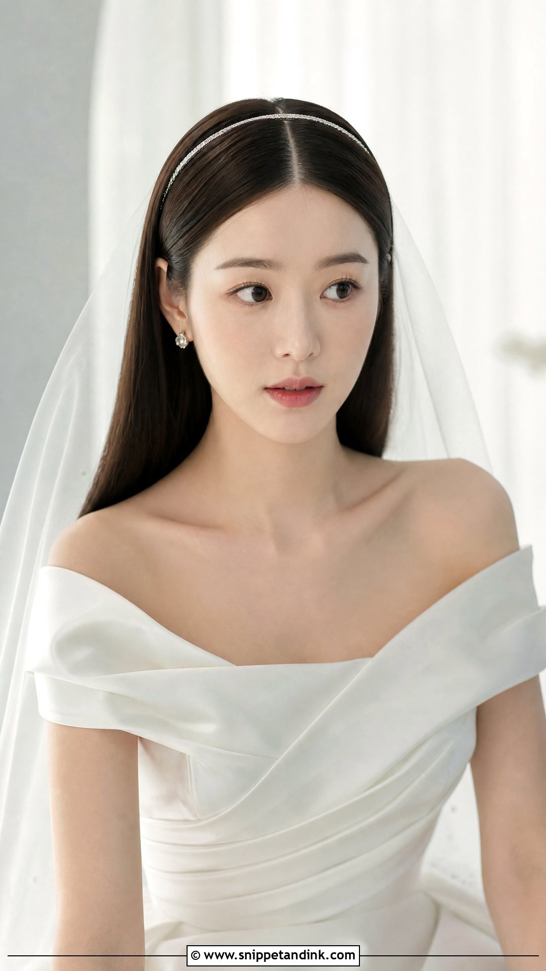 Center Part Sleek Straight Hair - Snippet and Ink - 20 70s Wedding Hair Ideas
