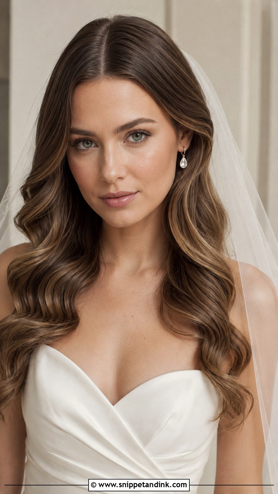 Center Part Sleek Waves for Brides - Snippet and Ink - 25 Wedding Hairstyles for Long Hair Down