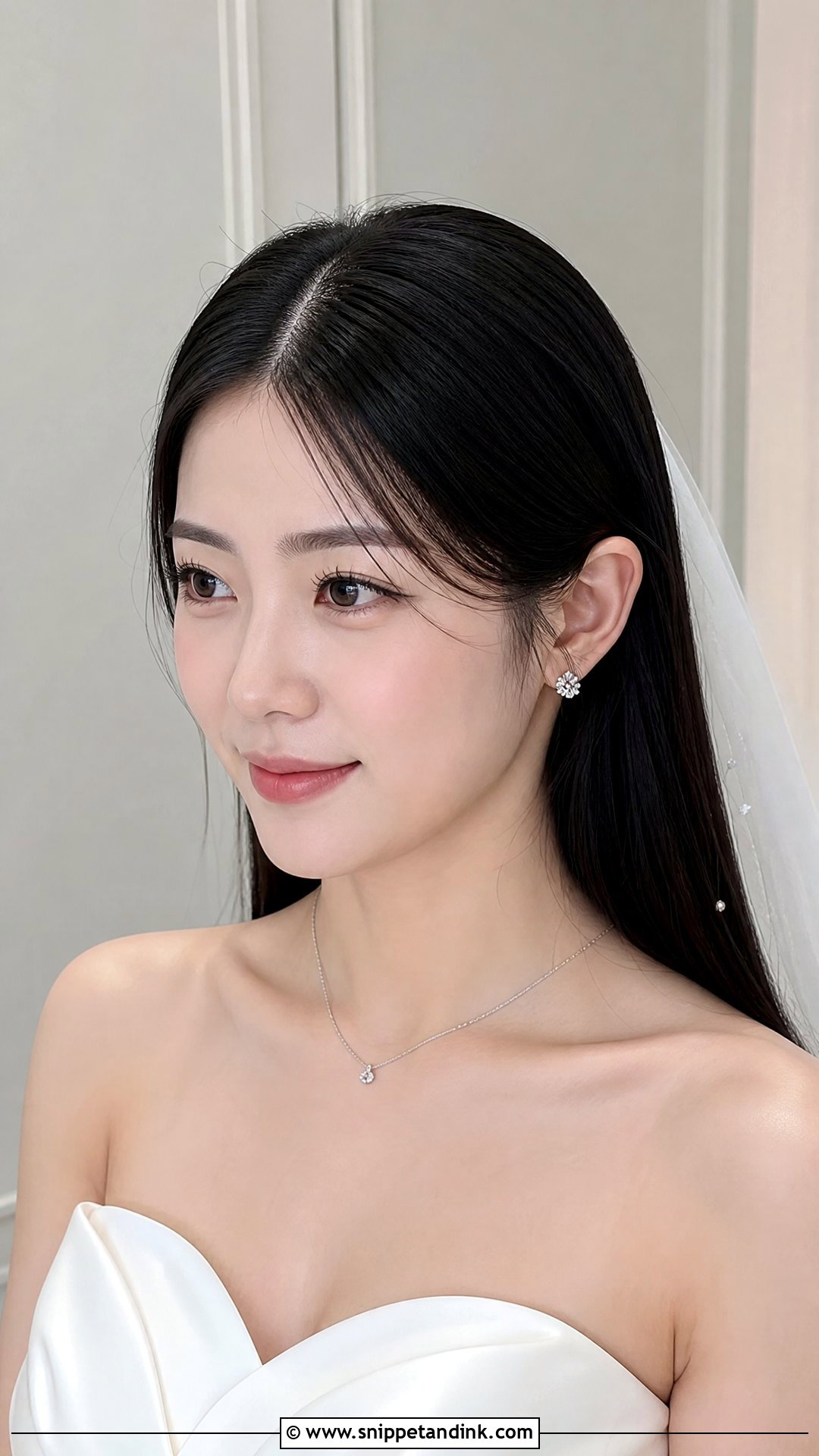 Center Part Straight Hair - Snippet and Ink - 20 All Down Wedding Hair Ideas