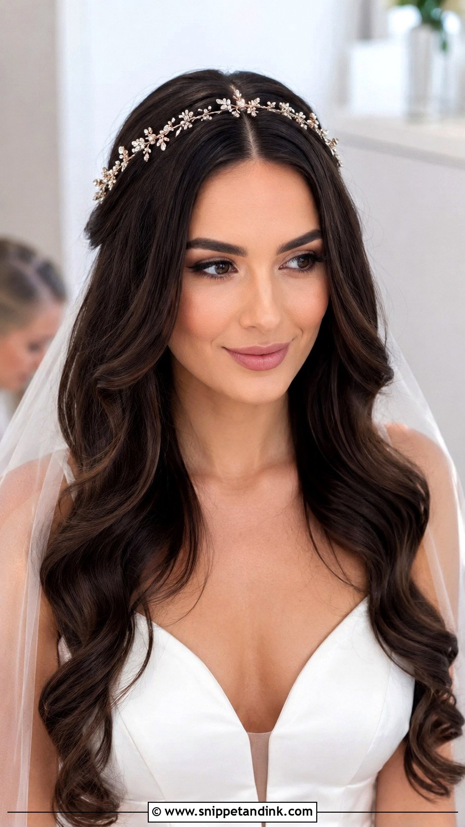 Center Part Waves Wedding Hairstyle - Snippet and Ink - 30 Open Hair Wedding Hairstyles