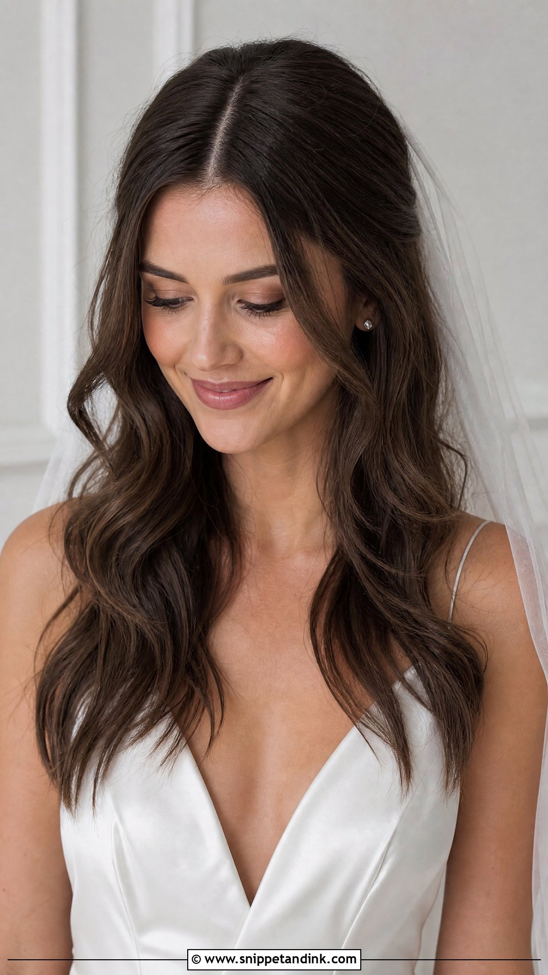 Center Part Wavy Hair for Wedding - Snippet and Ink - 20 Hair Down Styles for Wedding