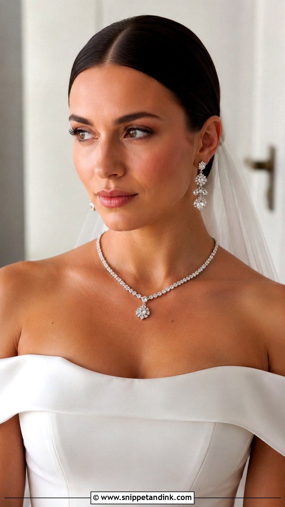 Center Parted Sleek Bridal Hair - Snippet and Ink - 25 Open Hair Bride Ideas