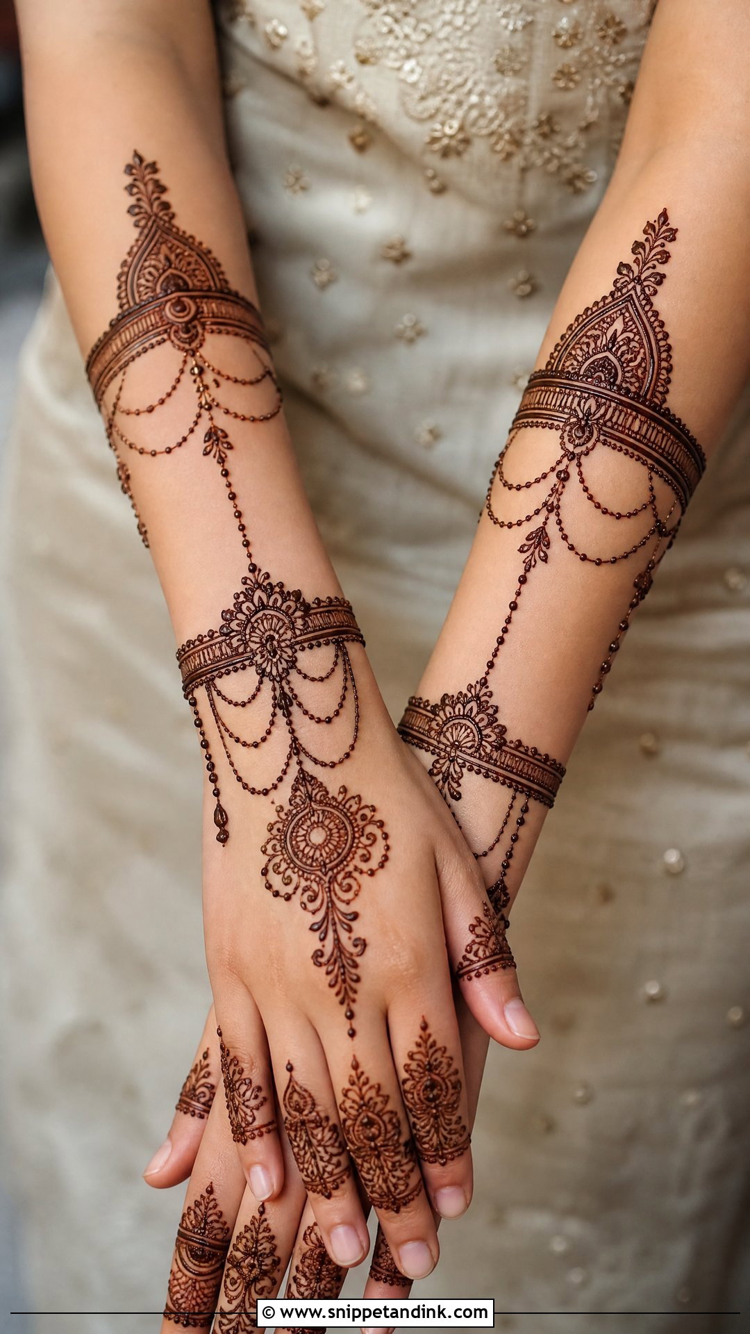 Chain Bajuband Mehndi Design - Snippet and Ink - 20 Bajuband Mehndi Design Ideas