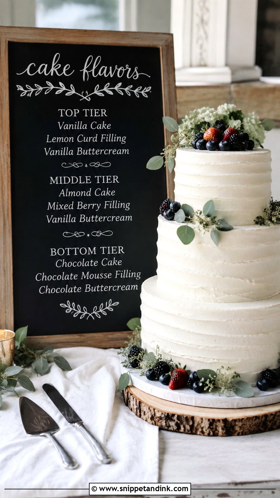 Chalkboard Wedding Cake Flavor Sign - Snippet and Ink - 20 Wedding Cake Flavour Sign Ideas