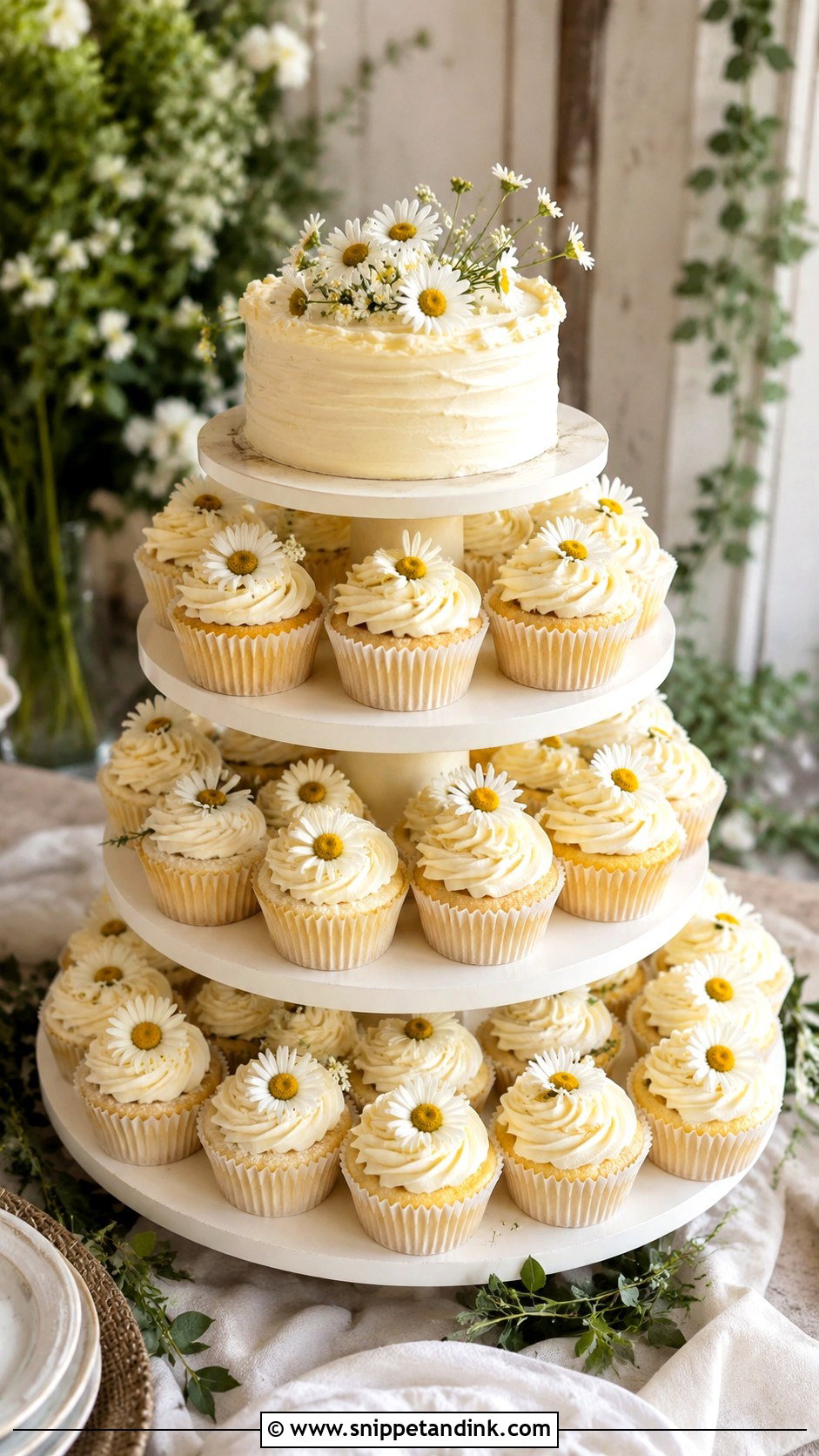 Chamomile Cupcake Wedding Cake - Snippet and Ink - 20 Chamomile Wedding Cake Ideas