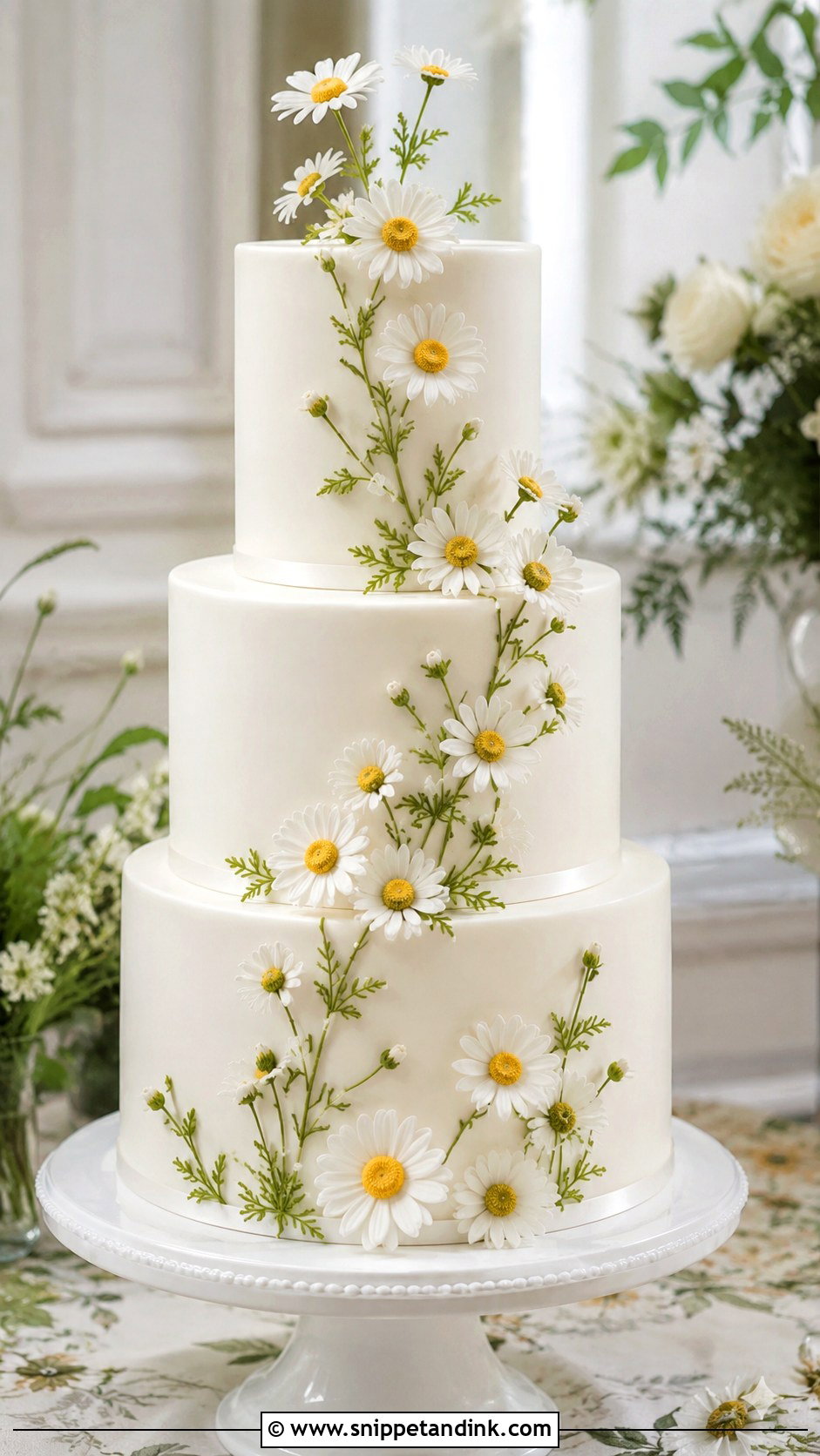 Chamomile Fondant Wedding Cake - Snippet and Ink - 20 Chamomile Wedding Cake Ideas