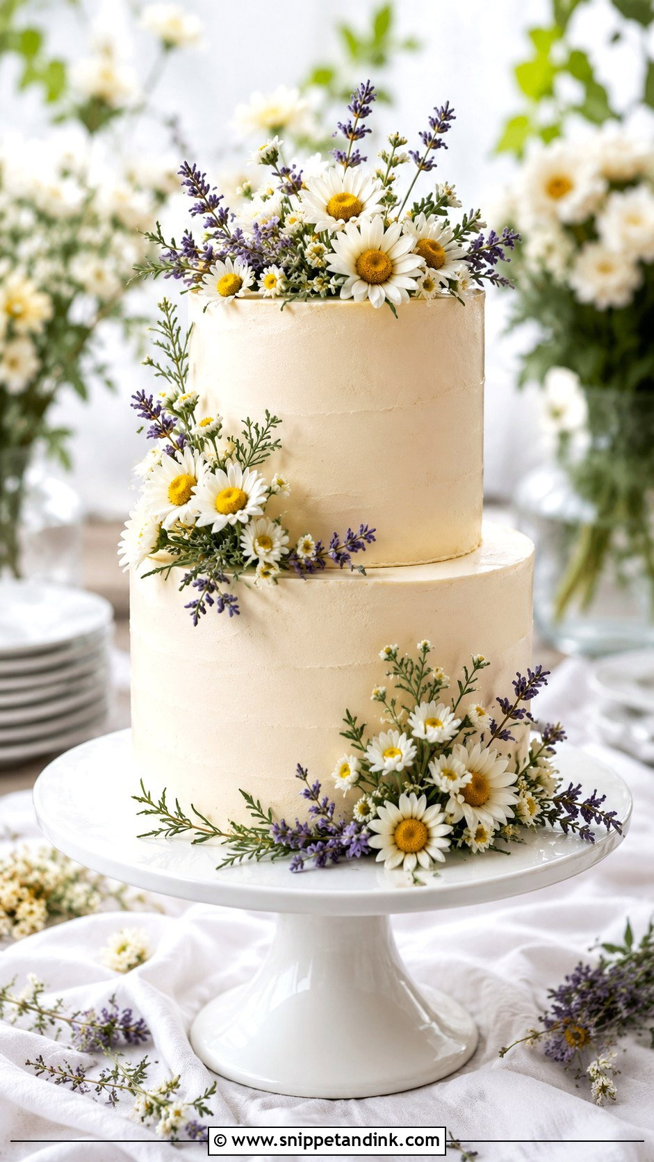 Chamomile Garden Wedding Cake - Snippet and Ink - 20 Chamomile Wedding Cake Ideas