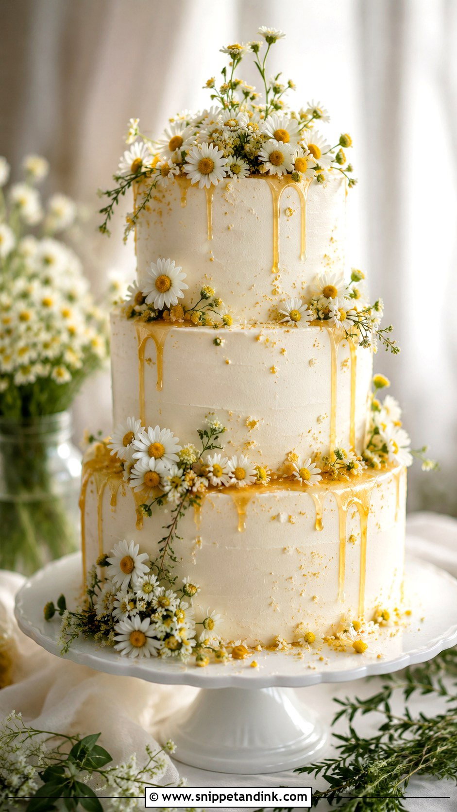 Chamomile Honey Wedding Cake - Snippet and Ink - 20 Honey Cake Design Ideas for Wedding