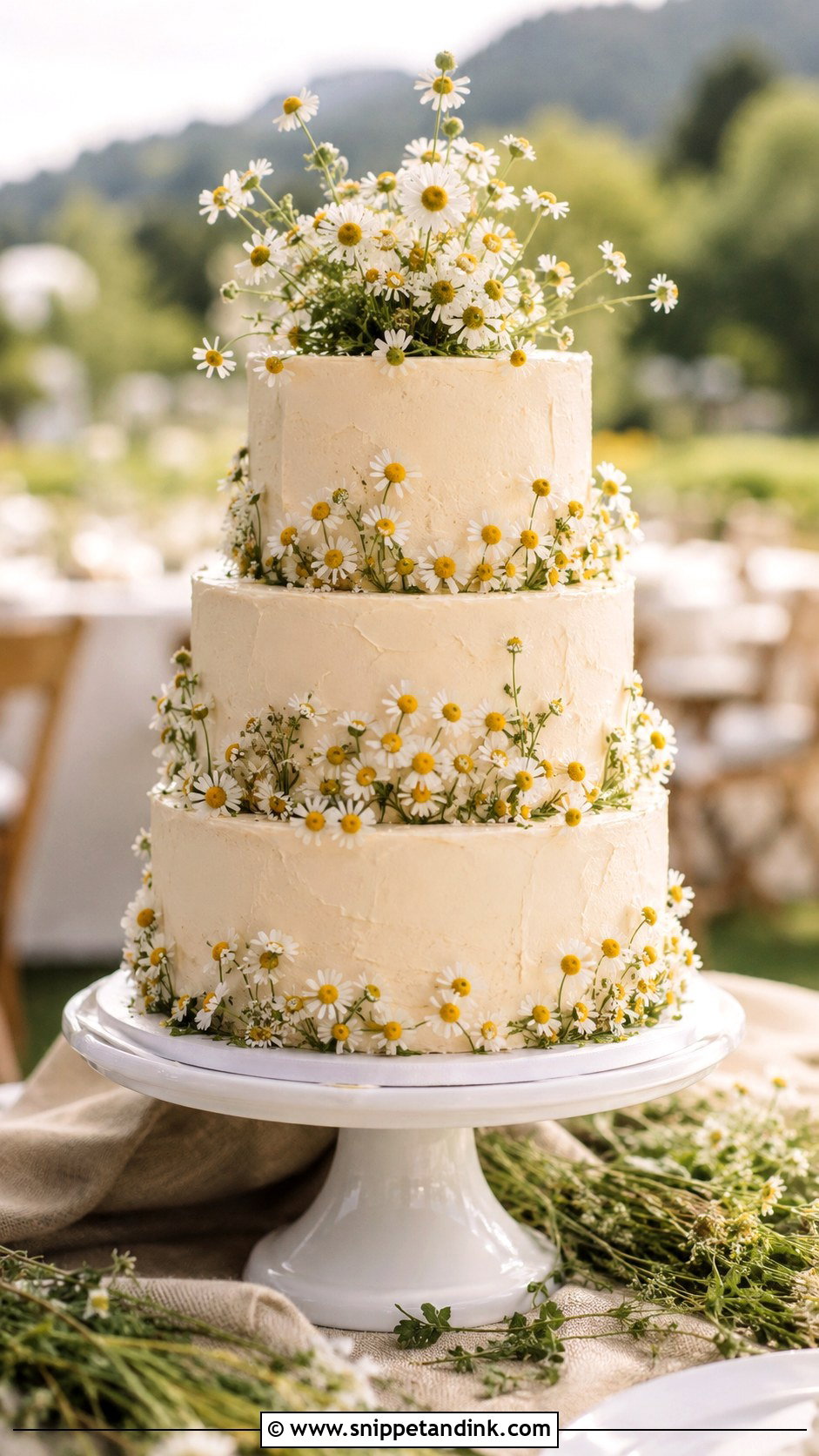 Chamomile Wedding Cake - Snippet and Ink - 20 Edible Flowers on Cake Ideas for Wedding