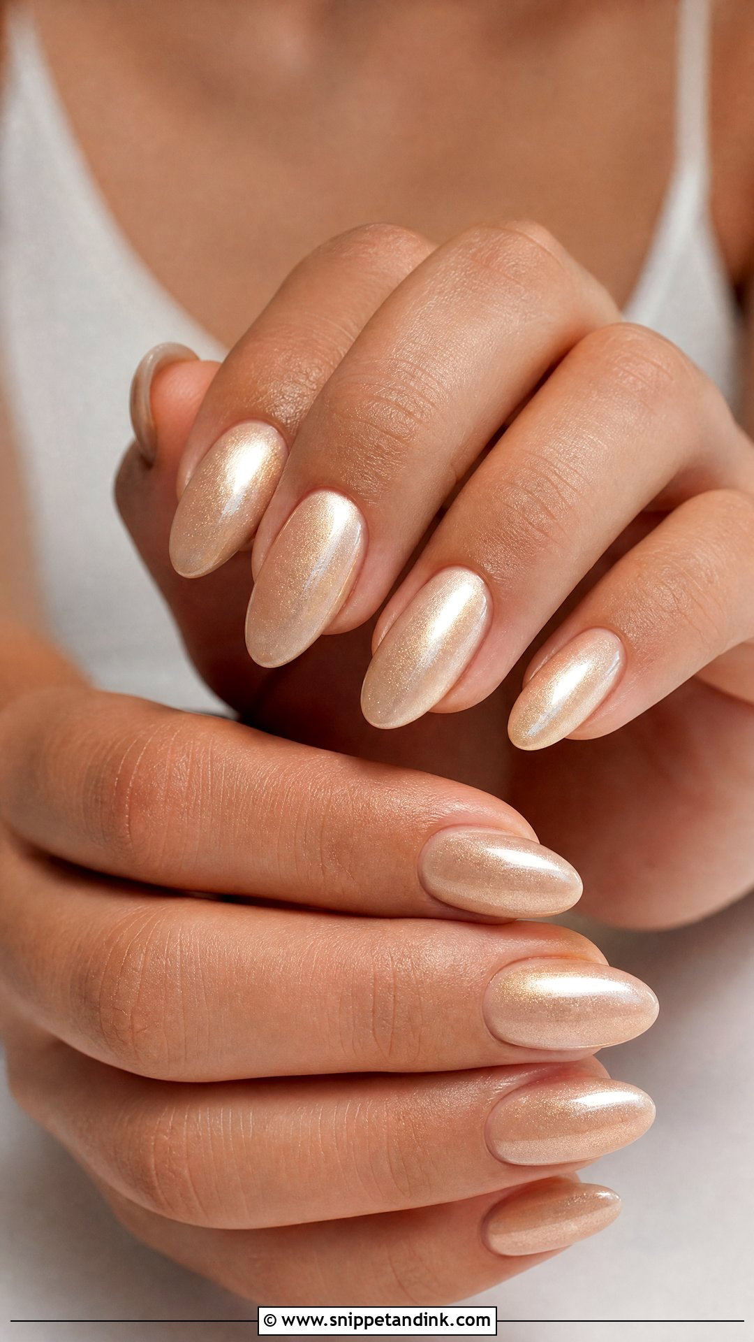 Champagne Almond Bridal Nails - Snippet and Ink - 25 Almond Bridal Nails