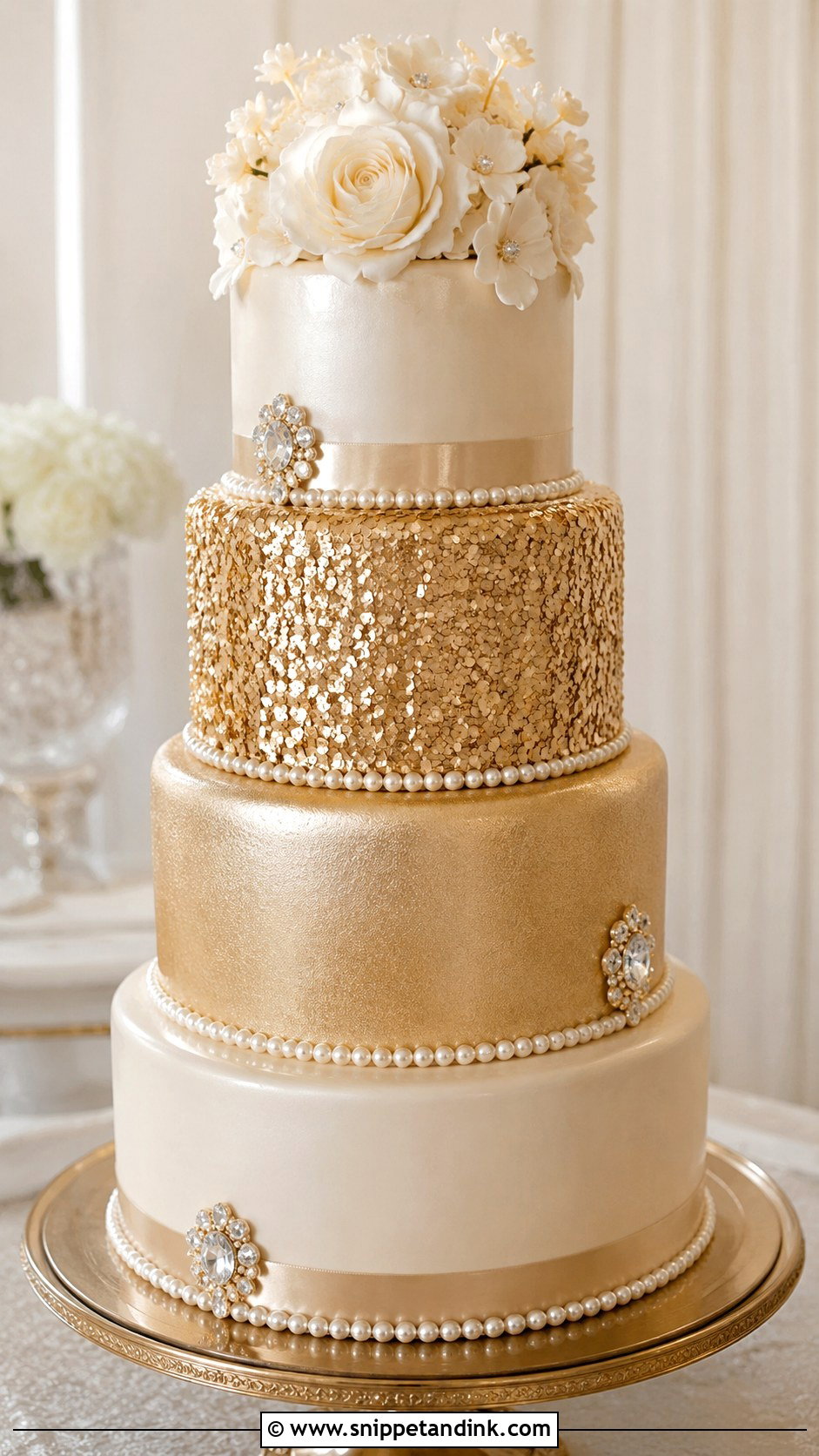 Champagne Bling Wedding Cake - Snippet and Ink - 25 Diamond Bling Wedding Cakes