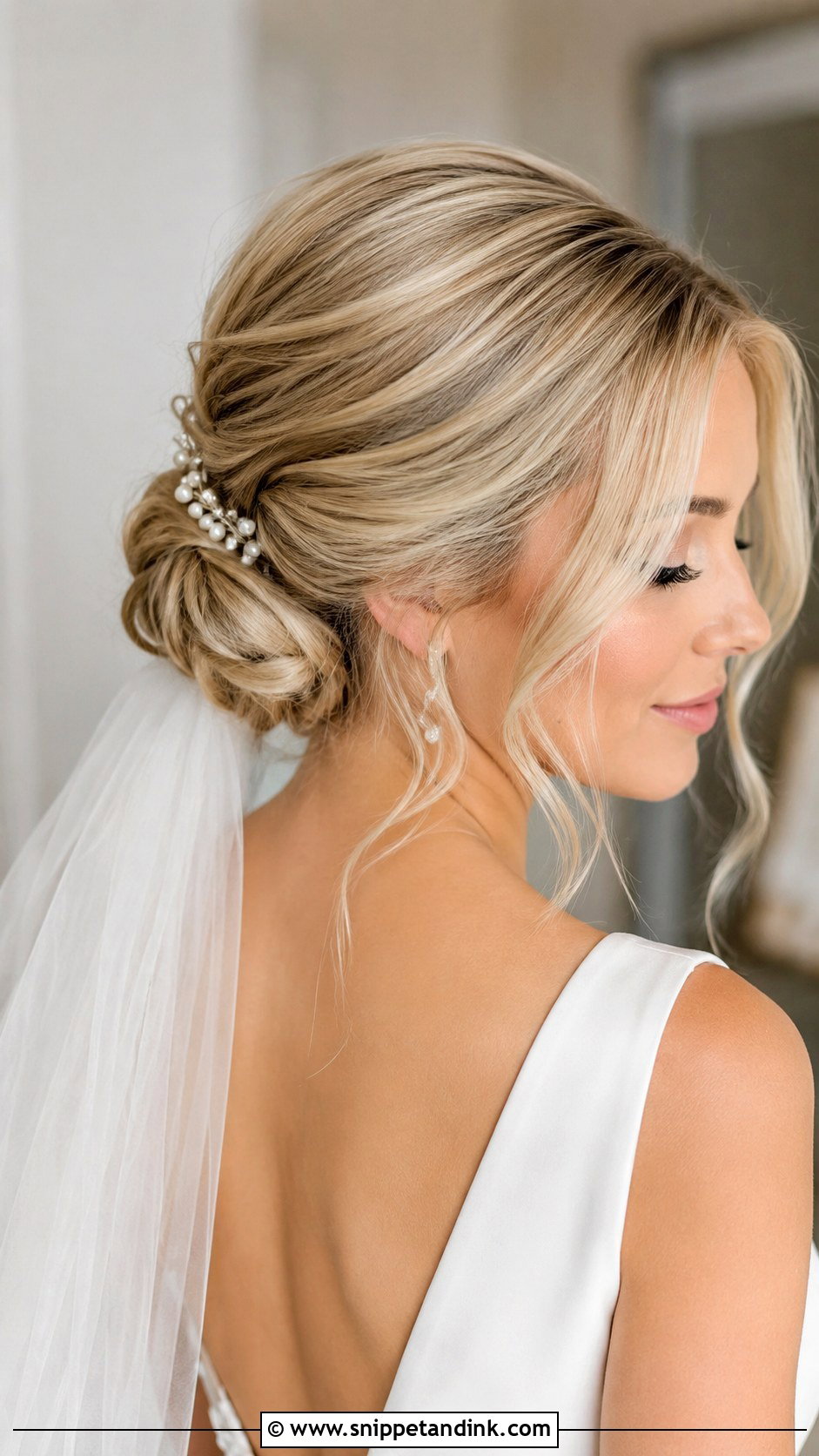 Champagne Blonde Chignon - Snippet and Ink - 25 Blonde Wedding Hair Ideas