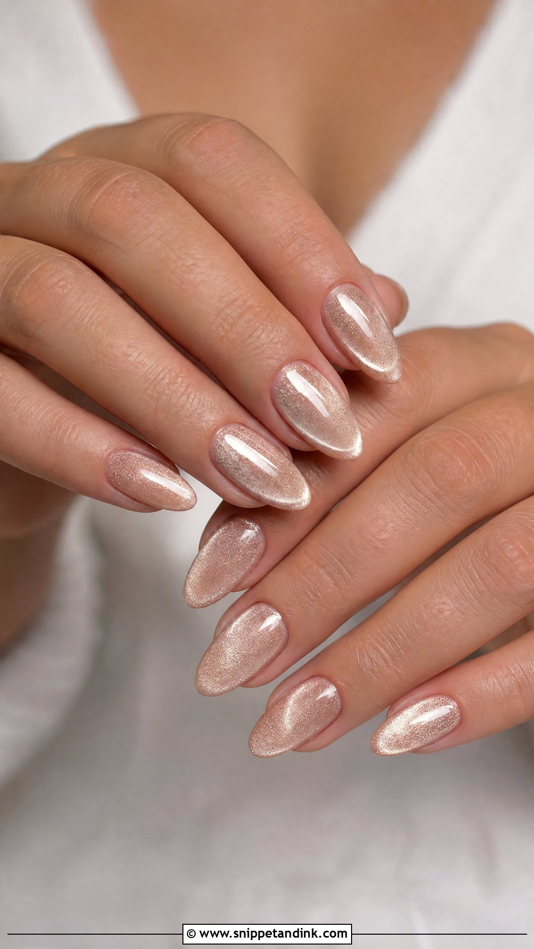 Champagne Cat Eye Bridal Nails - Snippet and Ink - 25 Cat Eye Bridal Nails