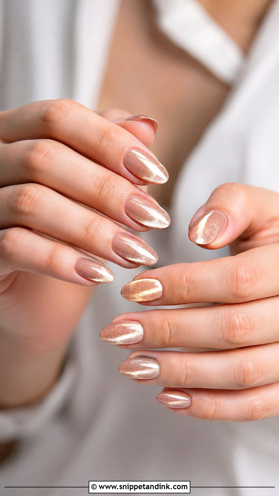 Champagne Cat Eye Bridal Wedding Nails - Snippet and Ink - 20 Cat Eye Bridal Wedding Nails
