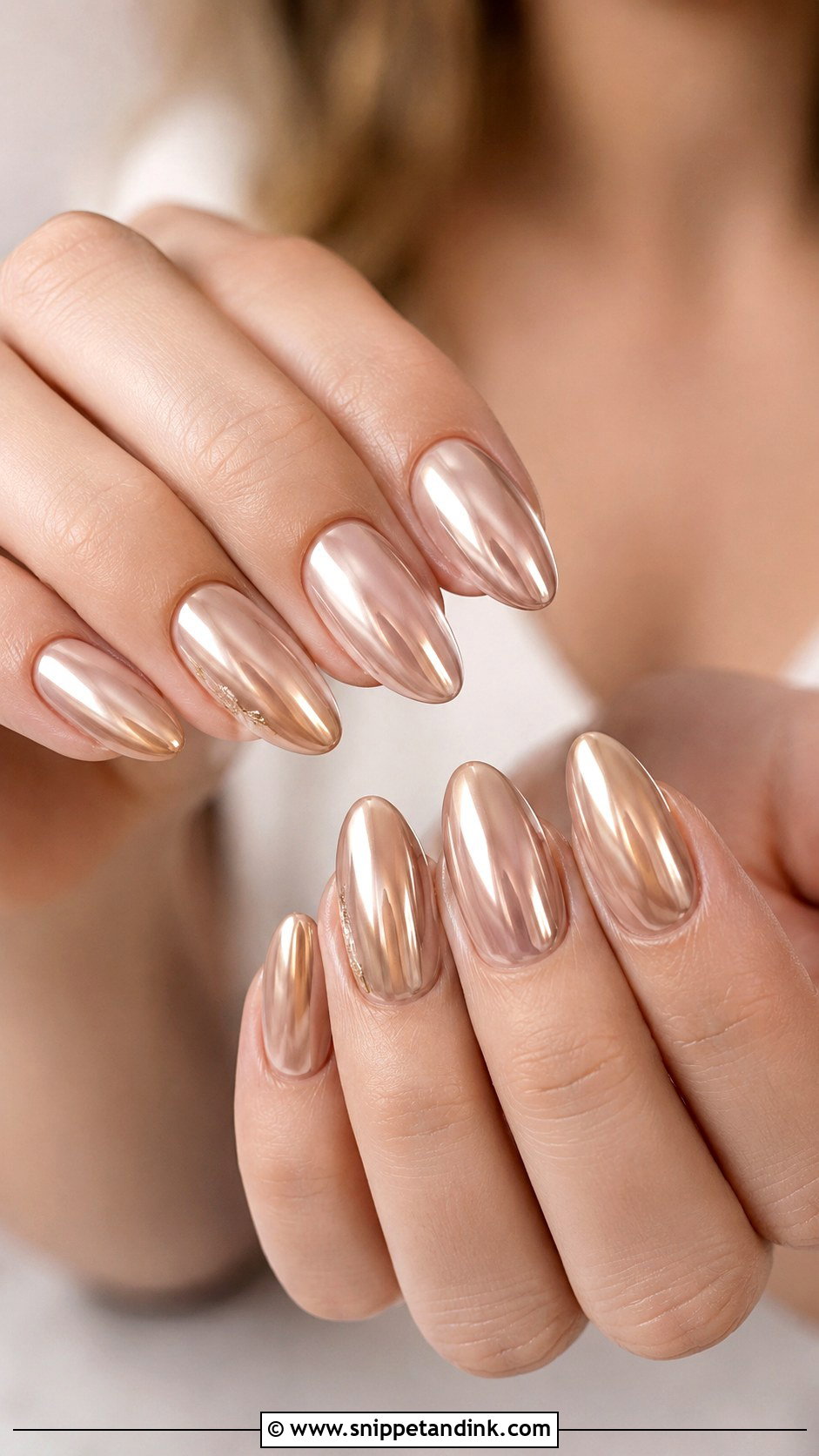 Champagne Chrome Acrylic Bridesmaid Nails - Snippet and Ink - 20 Acrylic Bridesmaid Wedding Nails