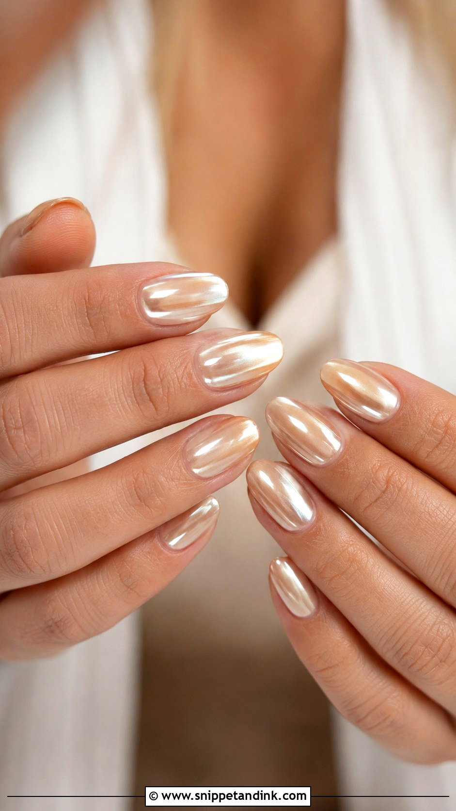 Champagne Chrome Bridal Nails - Snippet and Ink - 20 Bridal Chrome Nails