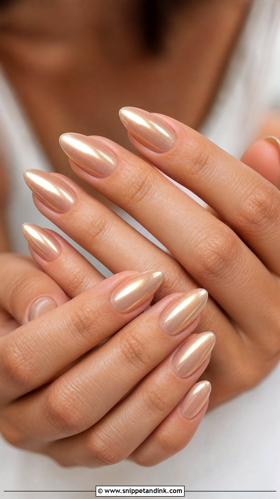 Champagne Chrome Engagement Bride Nails - Snippet and Ink - 20 Nails for Engagement Bride