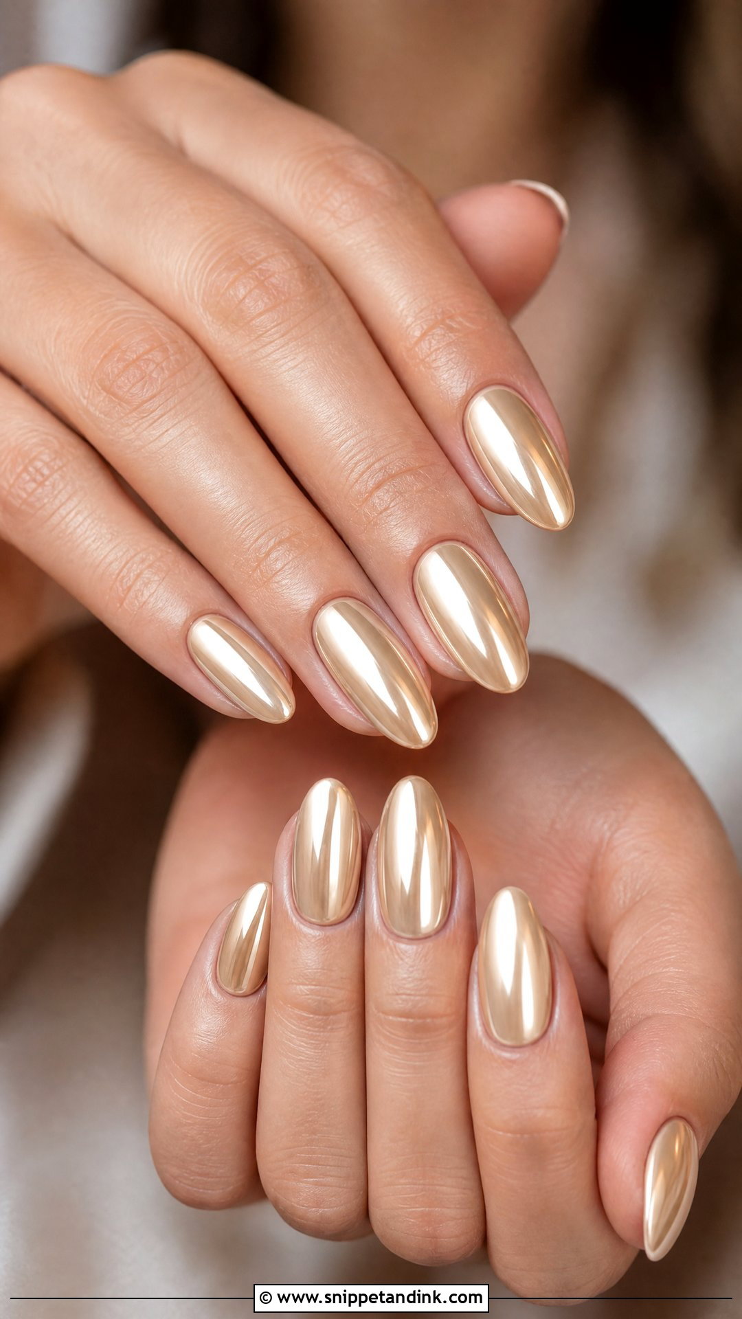 Champagne Chrome Fall Bridal Nails - Snippet and Ink - 25 Fall Bridal Nails