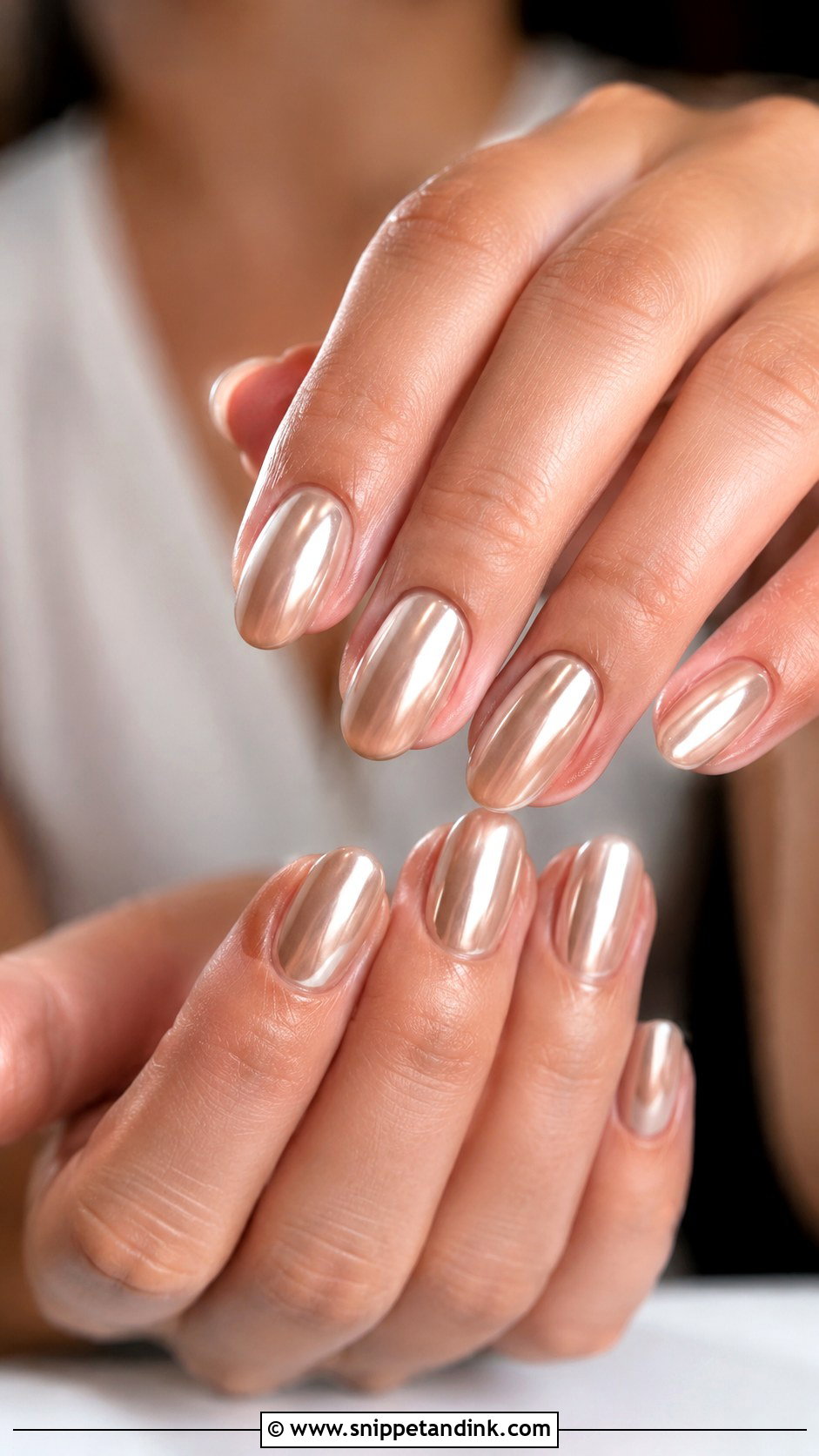 Champagne Chrome Wedding Nails - Snippet and Ink - 20 Chrome Nails for Wedding