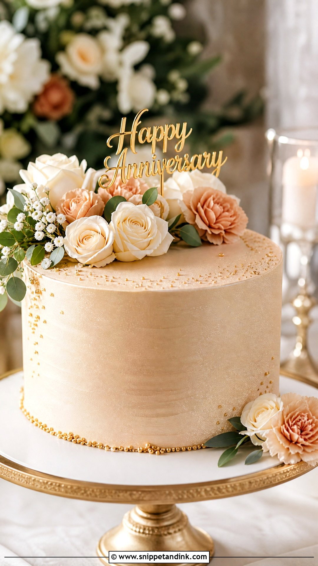 Champagne Color Anniversary Cake - Snippet and Ink - 25 Unique Wedding Anniversary Cake Ideas
