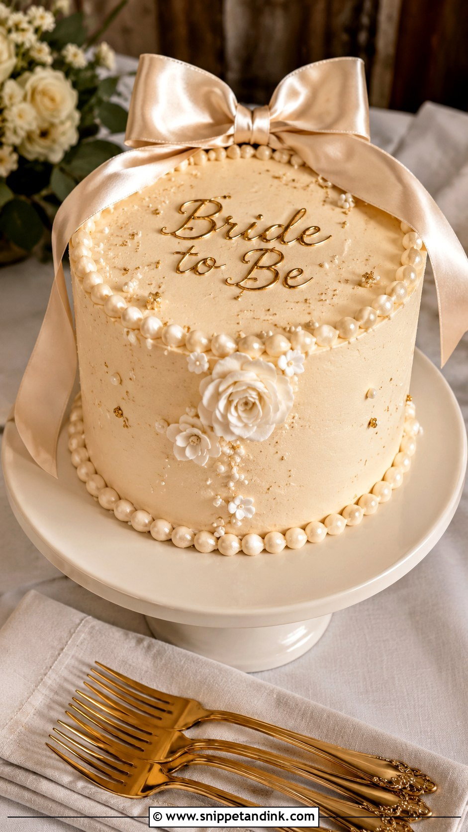 Champagne Color Bachelorette Cake - Snippet and Ink - 25 Let Them Eat Cake Bachelorette Ideas for Wedding