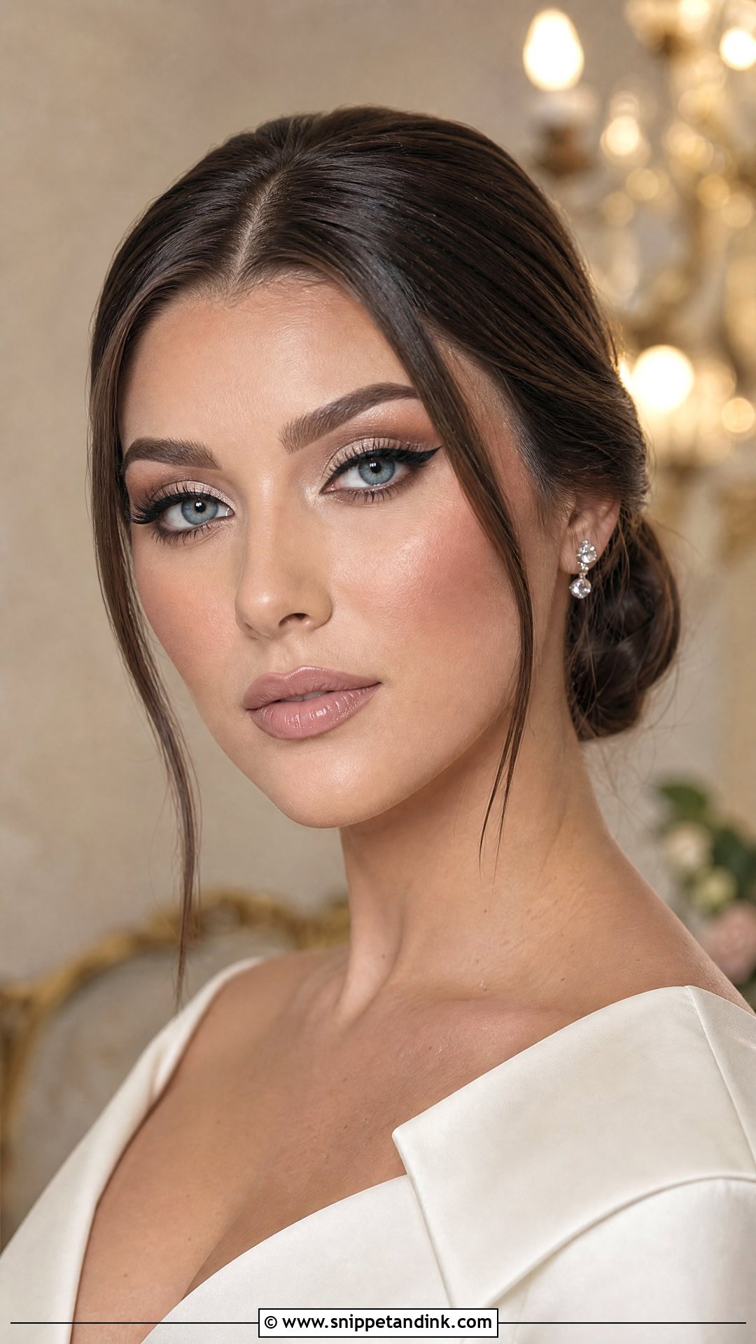 Champagne Cut Crease Wedding Makeup For Blue Eyes - Snippet and Ink - 25 Full Glam Wedding Makeup for Blue Eyes