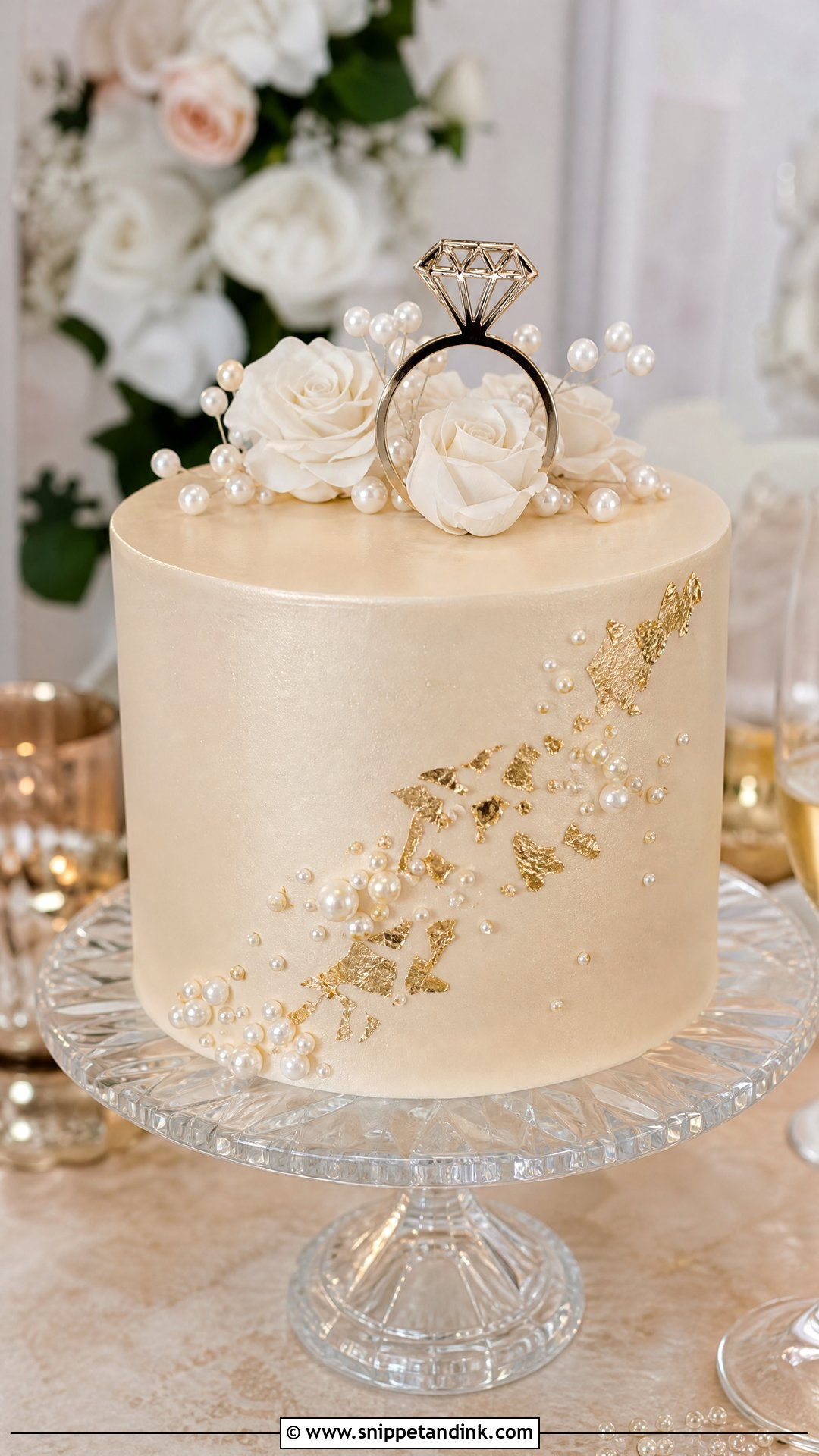 Champagne Engagement Cake - Snippet and Ink - 30 Engagement Cake Designs