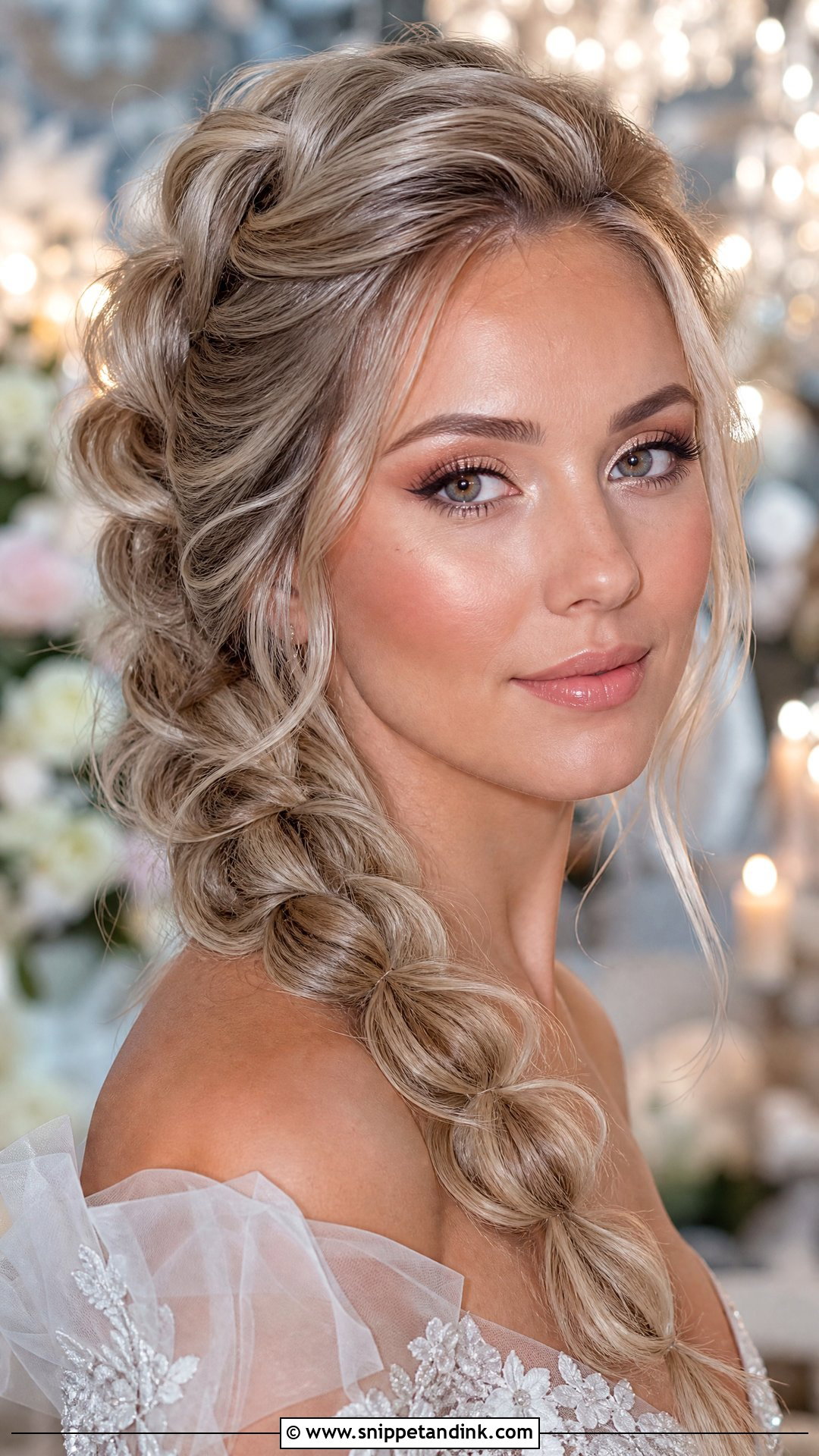 Champagne Eye Makeup With Pull Through Braid - Snippet and Ink - 20 Braid Makeup Wedding Ideas