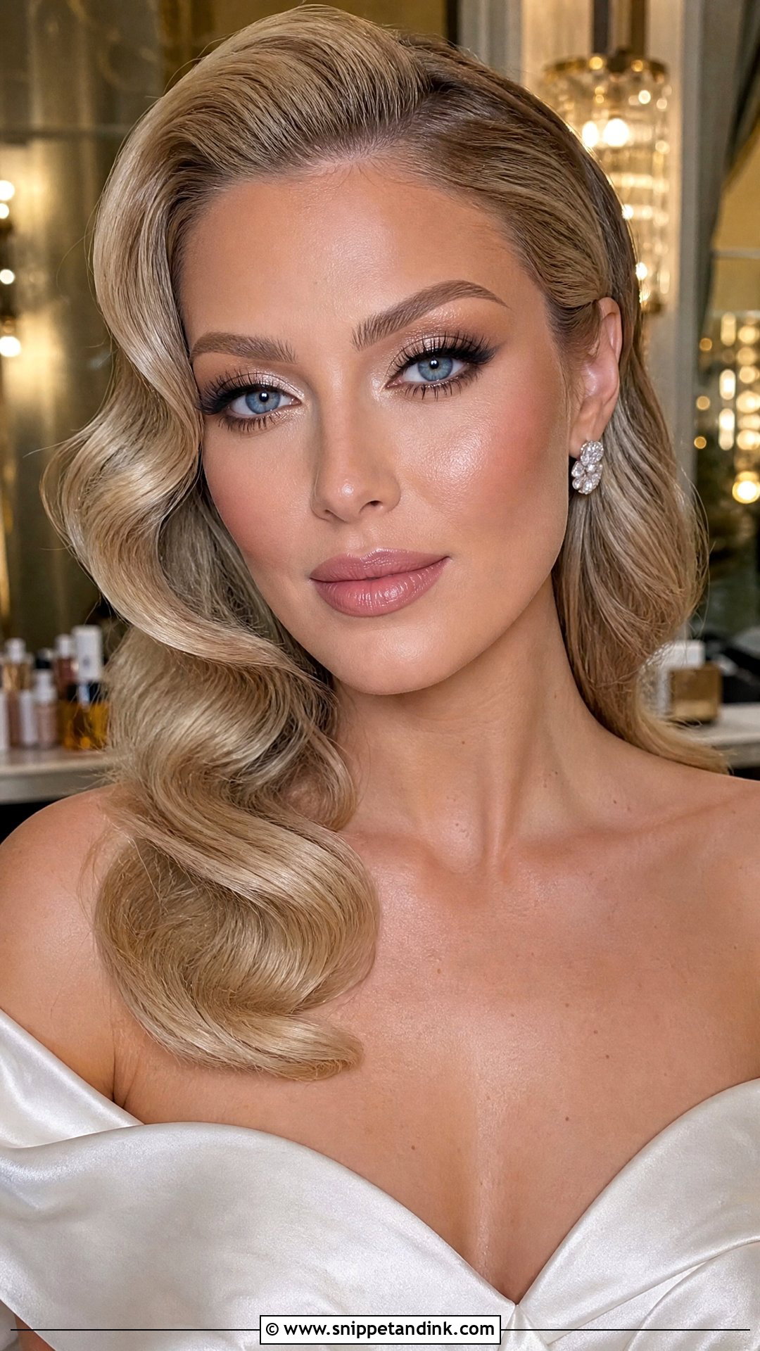 Champagne Eyeshadow Wedding Makeup For Blue Eyes - Snippet and Ink - 20 Soft Glam Wedding Makeup for Blue Eyes