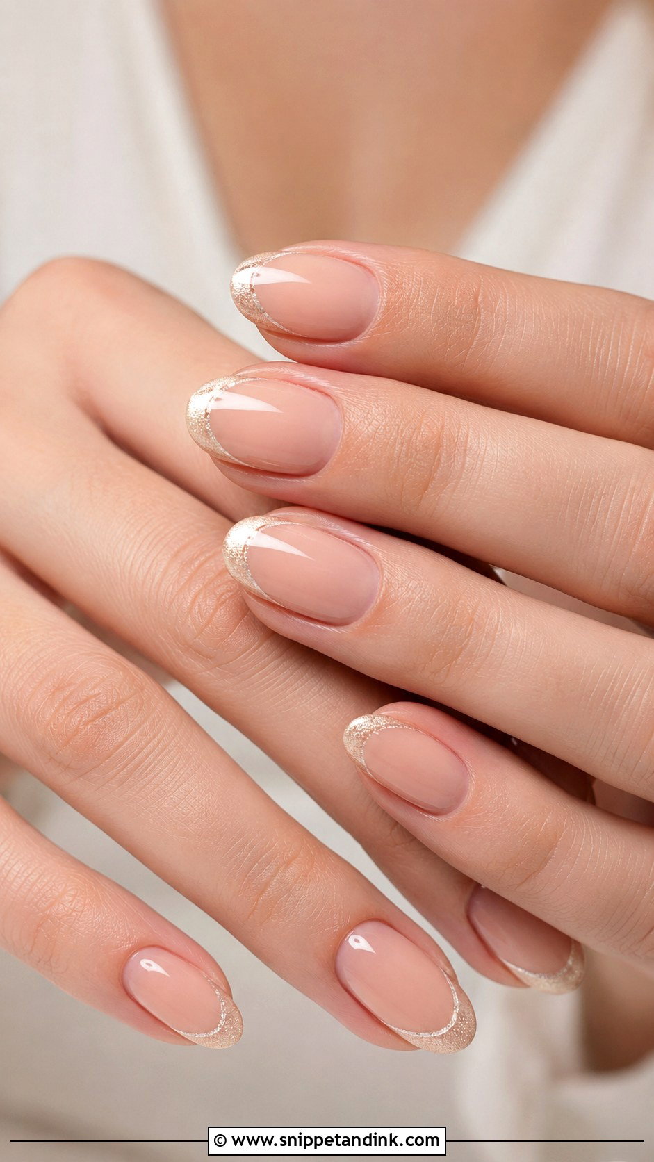 Champagne French Tip Wedding Nails - Snippet and Ink - 20 Champagne Wedding Nails