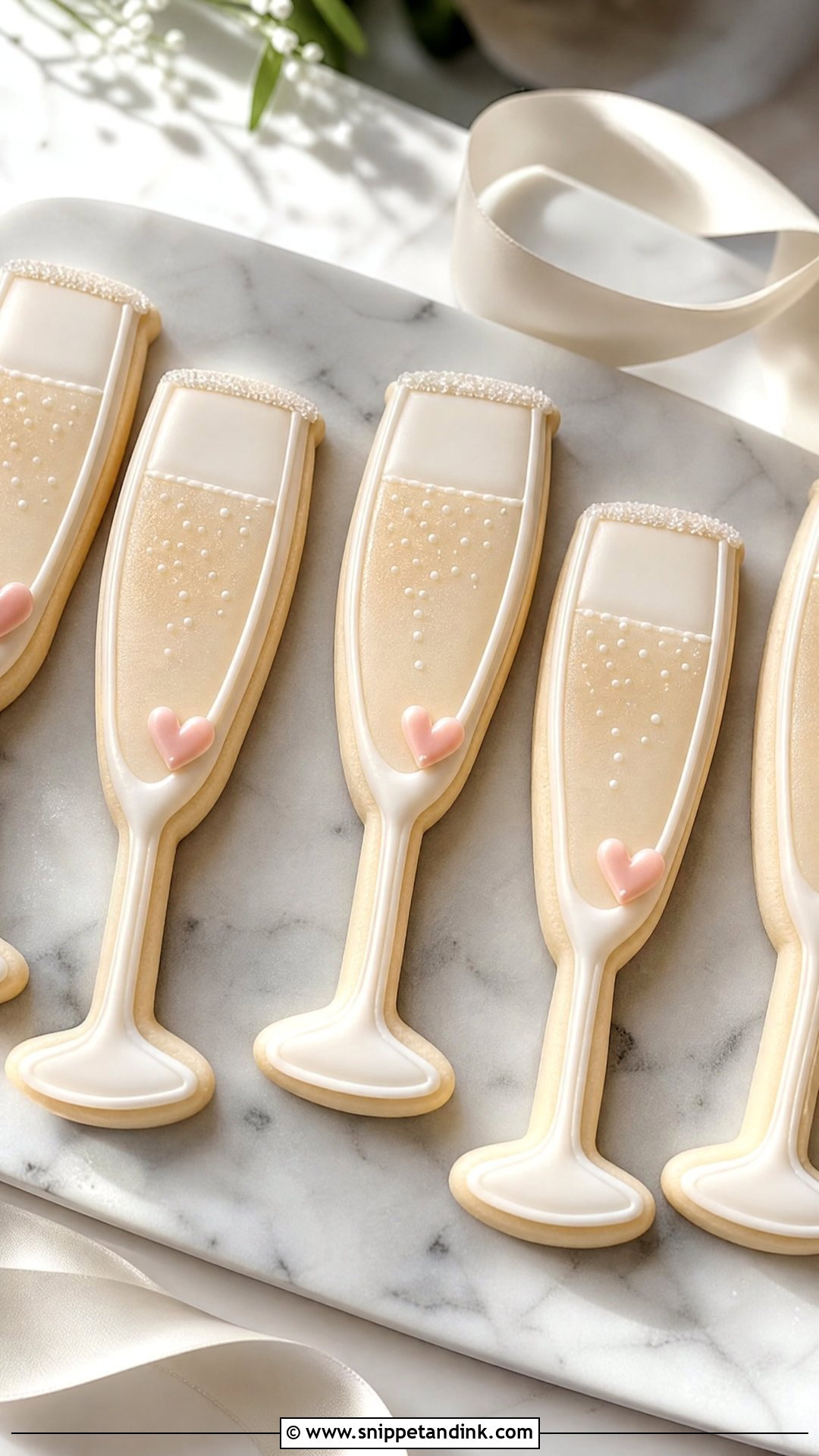 Champagne Glass Wedding Sugar Cookies - Snippet and Ink - 20 Wedding Sugar Cookies