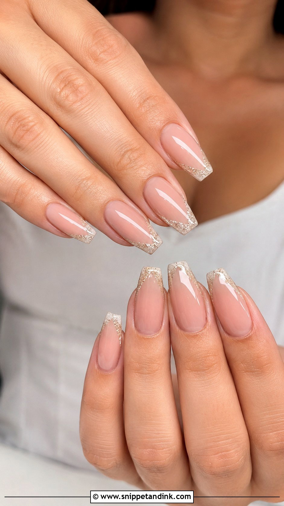 Champagne Glitter Bachelorette Nails For Bride - Snippet and Ink - 30 Bachelorette Nails the Bride