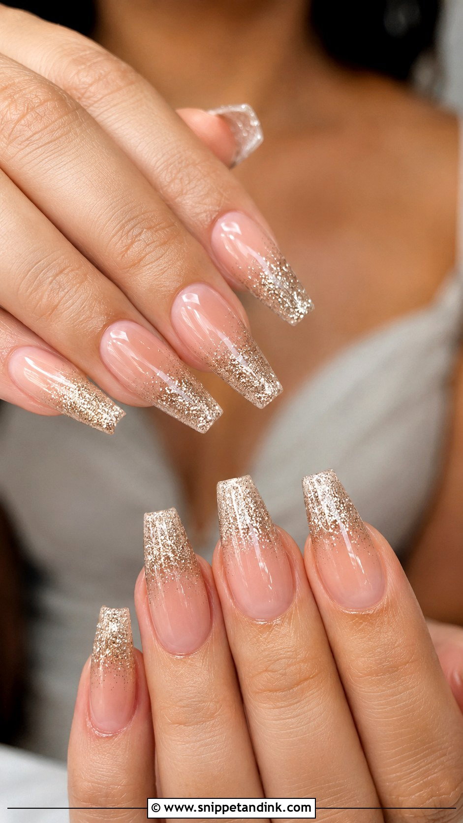 Champagne Glitter Bridal Nails - Snippet and Ink - 30 Bridal Nail Art Designs Wedding Day