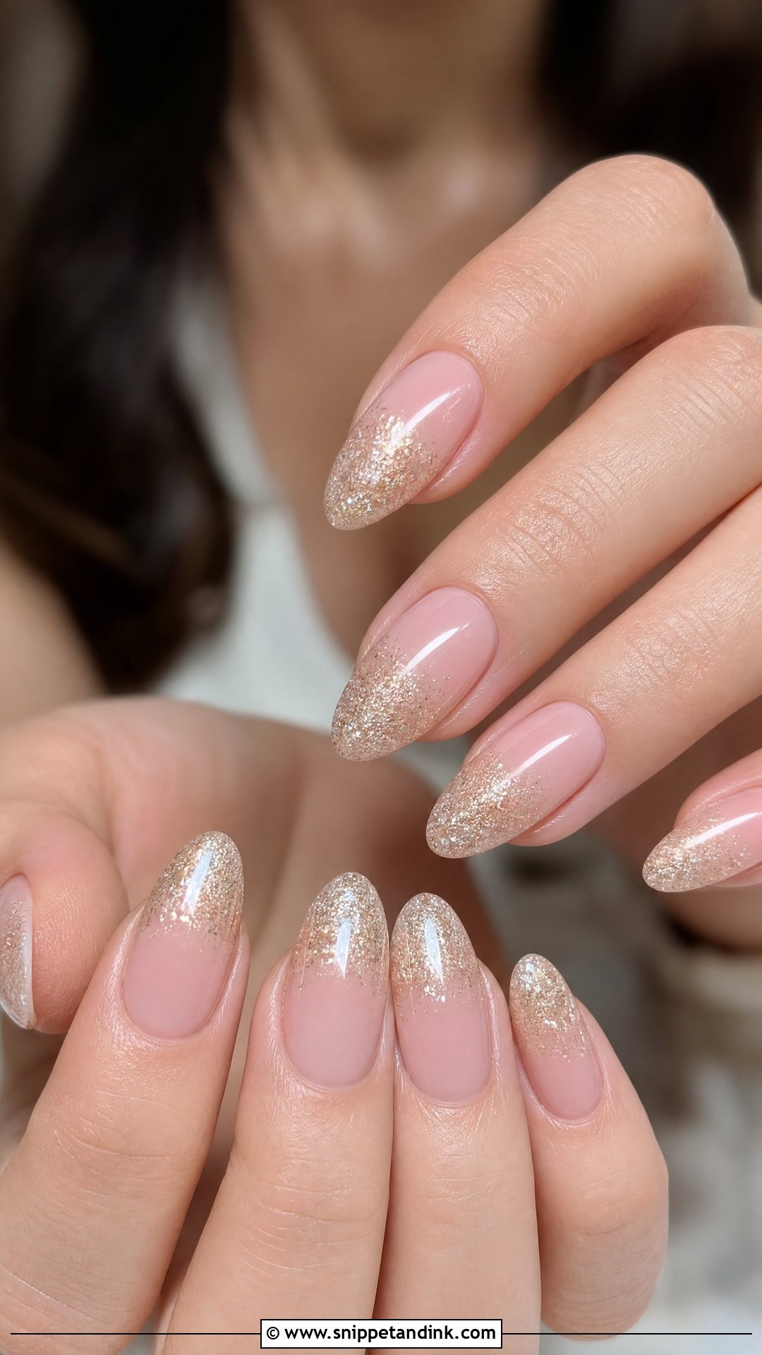 Champagne Glitter Bridal Nails - Snippet and Ink - 35 Bridal Nails Designs