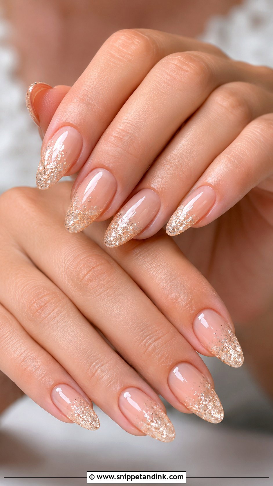 Champagne Glitter Bridal Nails - Snippet and Ink - 20 Glitter Bridal Nails