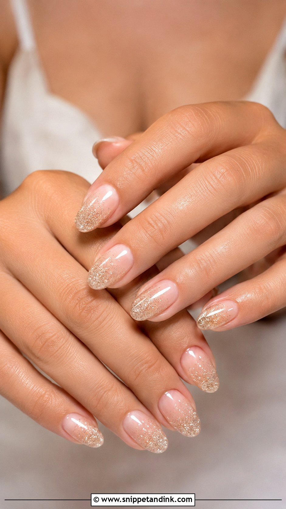 Champagne Glitter Bridesmaid Nails - Snippet and Ink - 20 Bridesmaid Nail Designs