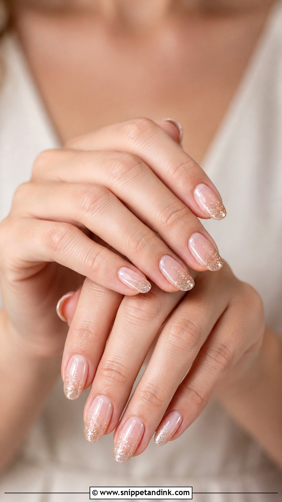 Champagne Glitter Bridesmaid Nails - Snippet and Ink - 20 Bridesmaid Wedding Nail Inspo Ideas