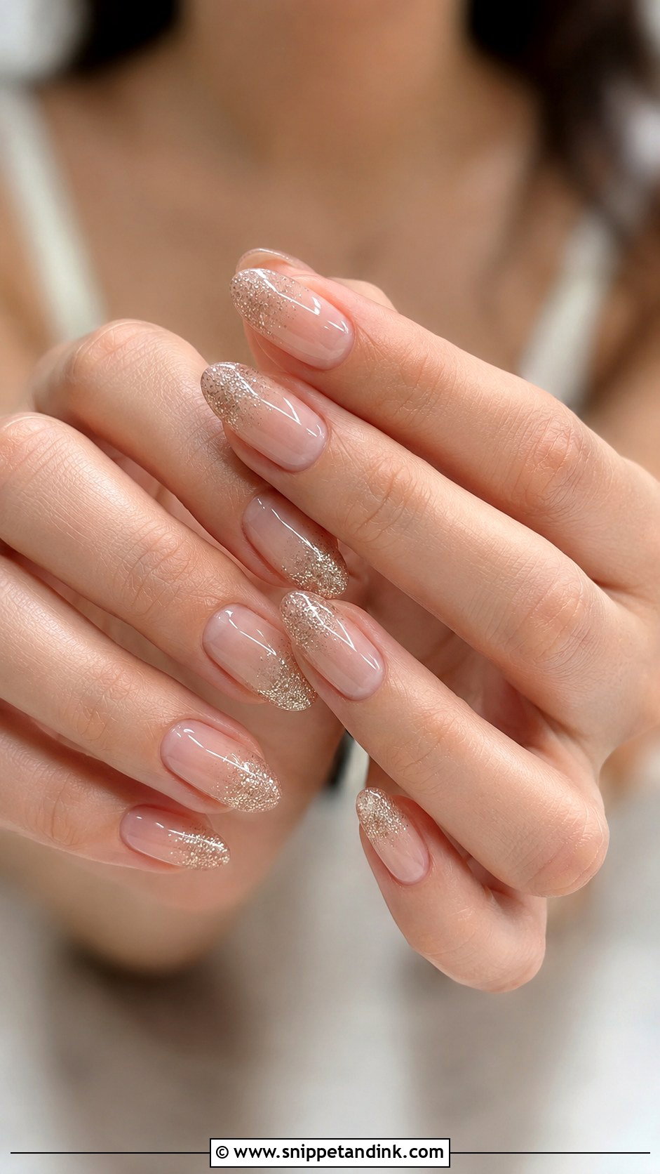 Champagne Glitter Bridesmaid Nails - Snippet and Ink - 20 Cute Bridesmaid Wedding Nails
