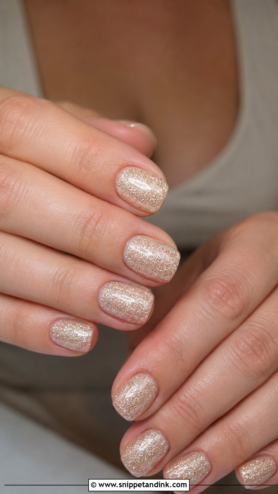 Champagne Glitter Fall Wedding Guest Nails - Snippet and Ink - 20 Fall Wedding Guest Nails