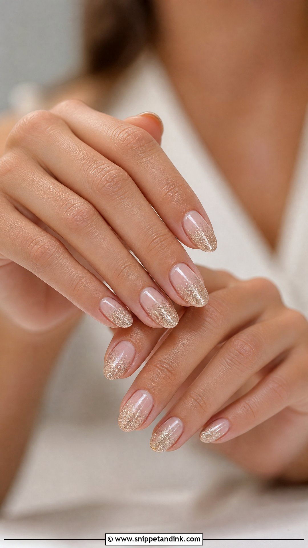Champagne Glitter Fall Wedding Nails - Snippet and Ink - 25 Fall Wedding Nails for Bride