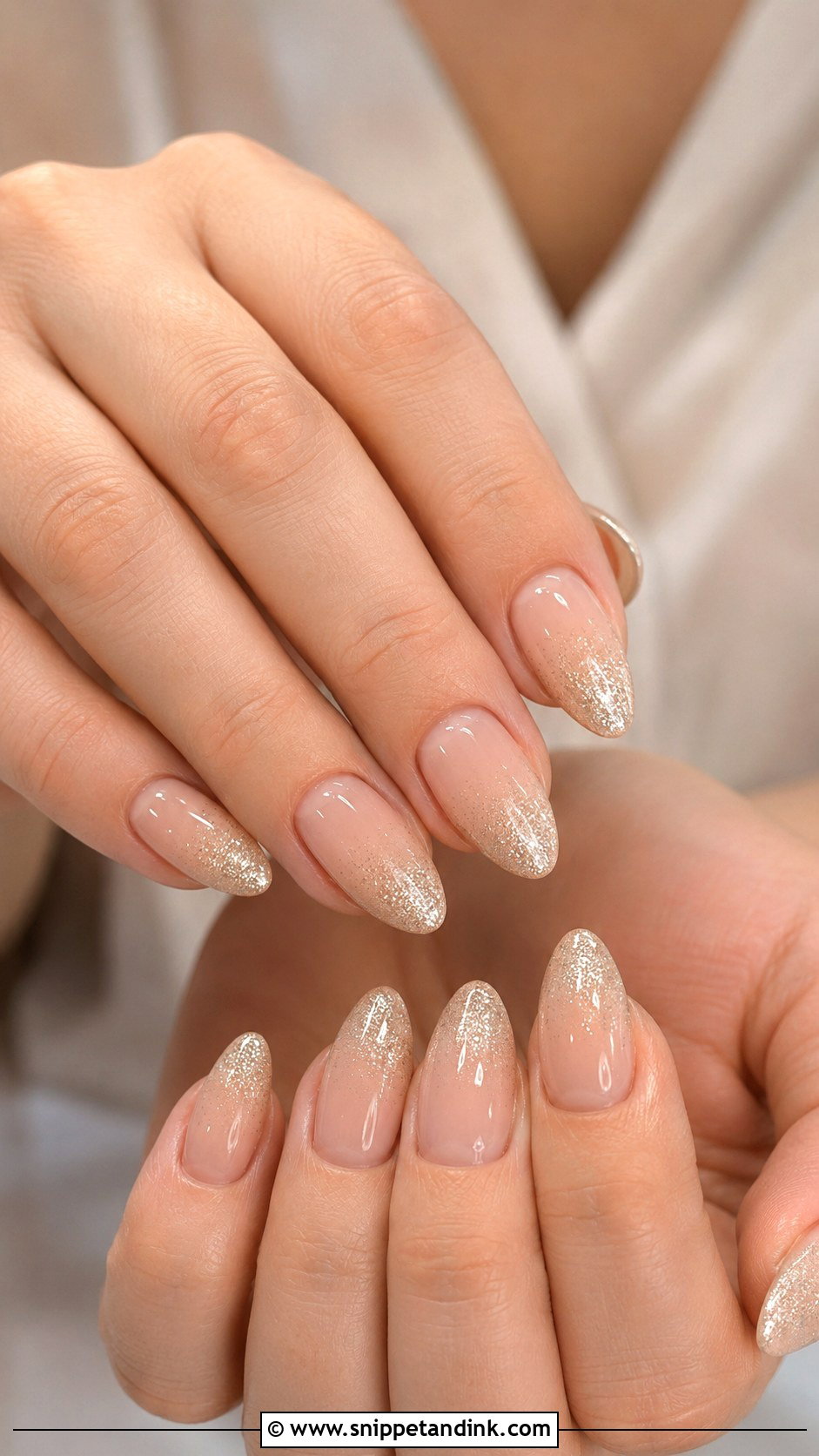 Champagne Glitter Ombre Bridesmaid Nails - Snippet and Ink - 20 Nail Art for Wedding Bridesmaid Ideas