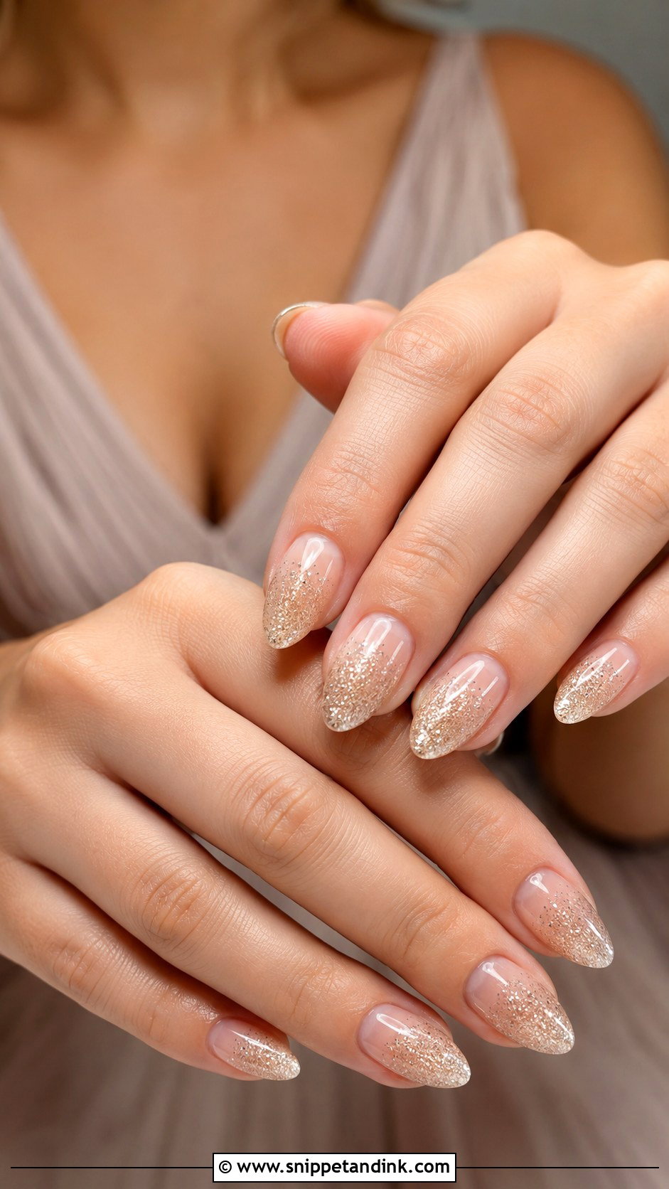 Champagne Glitter Ombre Bridesmaid Wedding Nails - Snippet and Ink - 20 Winter Bridesmaid Wedding Nails