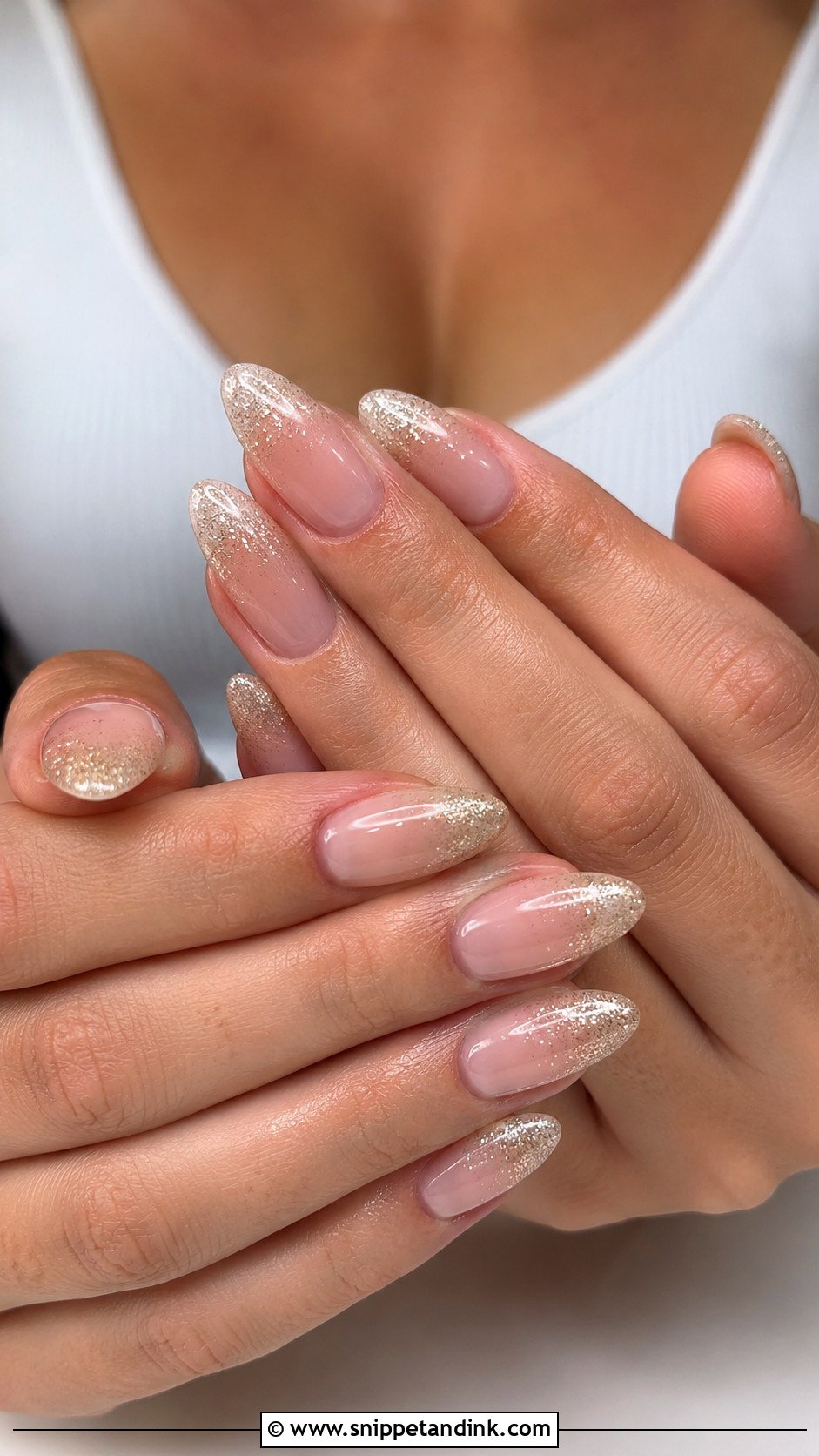 Champagne Glitter Ombre Nails - Snippet and Ink - 30 Wedding Guest Nails Ideas