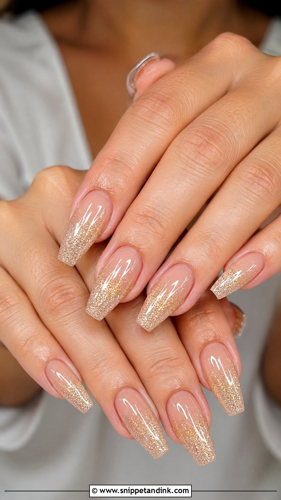 Champagne Glitter Ombre Nails - Snippet and Ink - 20 Nail Inspo for Wedding Guest Ideas