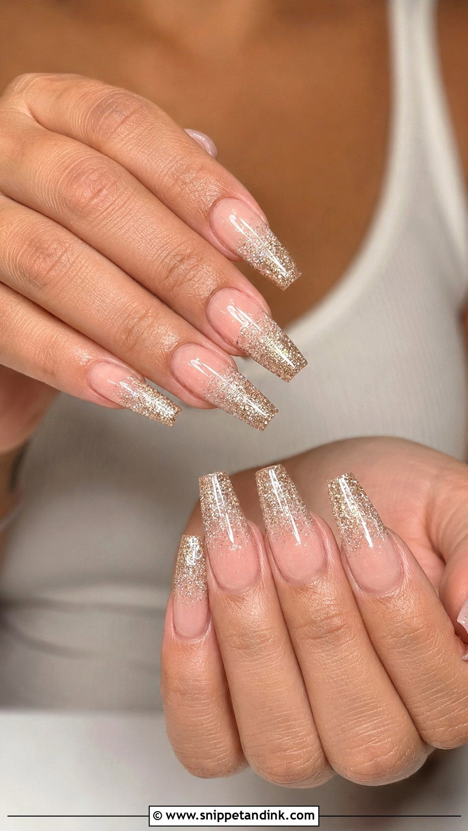 Champagne Glitter Ombre Nails - Snippet and Ink - 20 Nails for Indian Wedding Guest