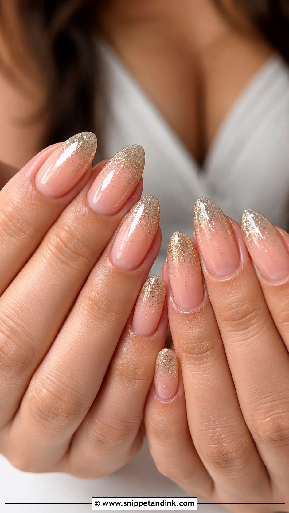 Champagne Glitter Ombre Nails - Snippet and Ink - 20 Romantic Nails Brides
