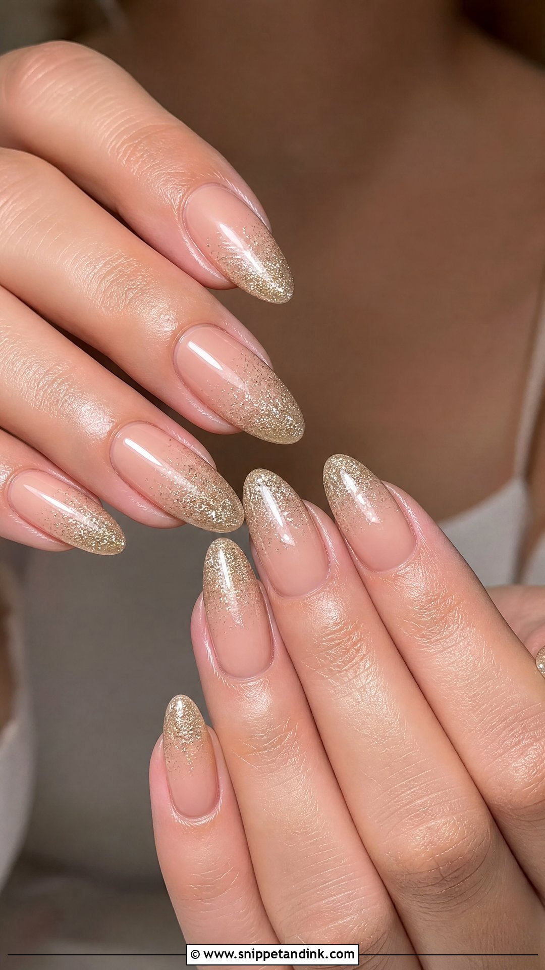 Champagne Glitter Ombre Nails - Snippet and Ink - 25 Wedding Guest Nail Inspo Ideas